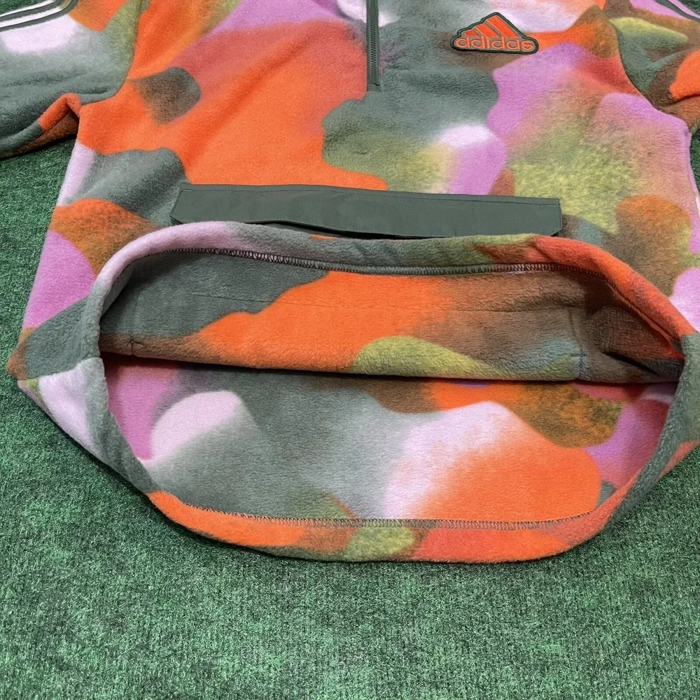 ADIDAS Cozy Fleece‎ Sweatshirt Boys XL Tie Dye Camo 1/4 Zip Pullover Pocket NEW